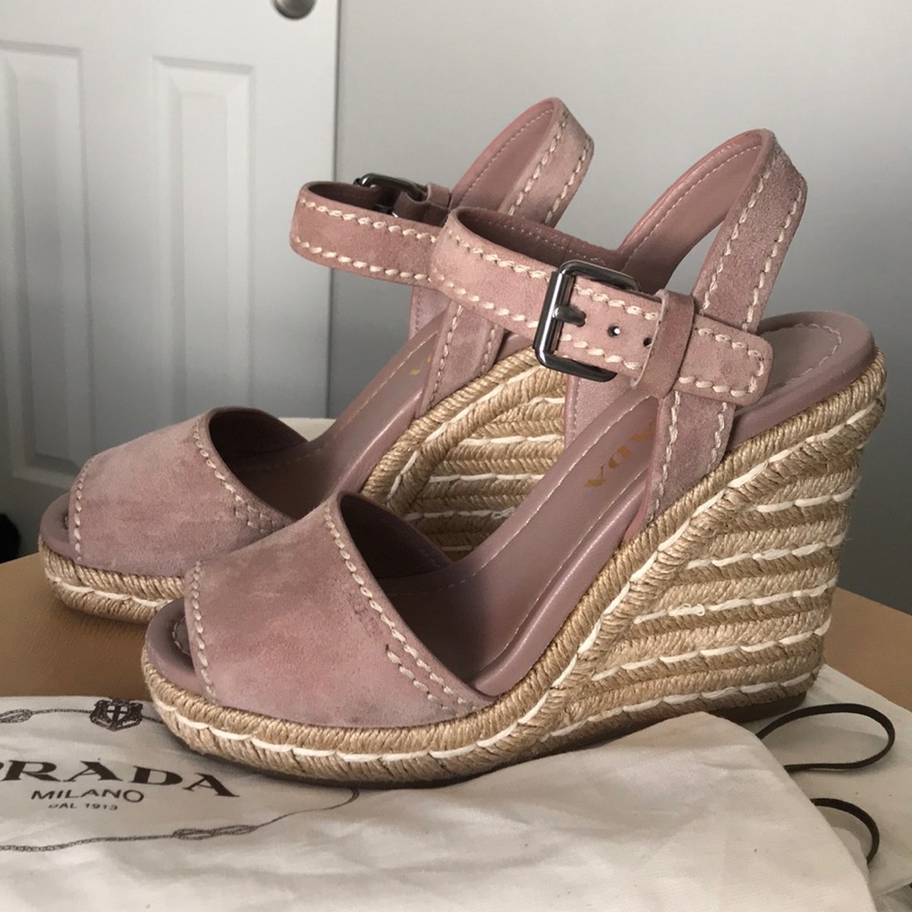 Prada suede wedge EUC